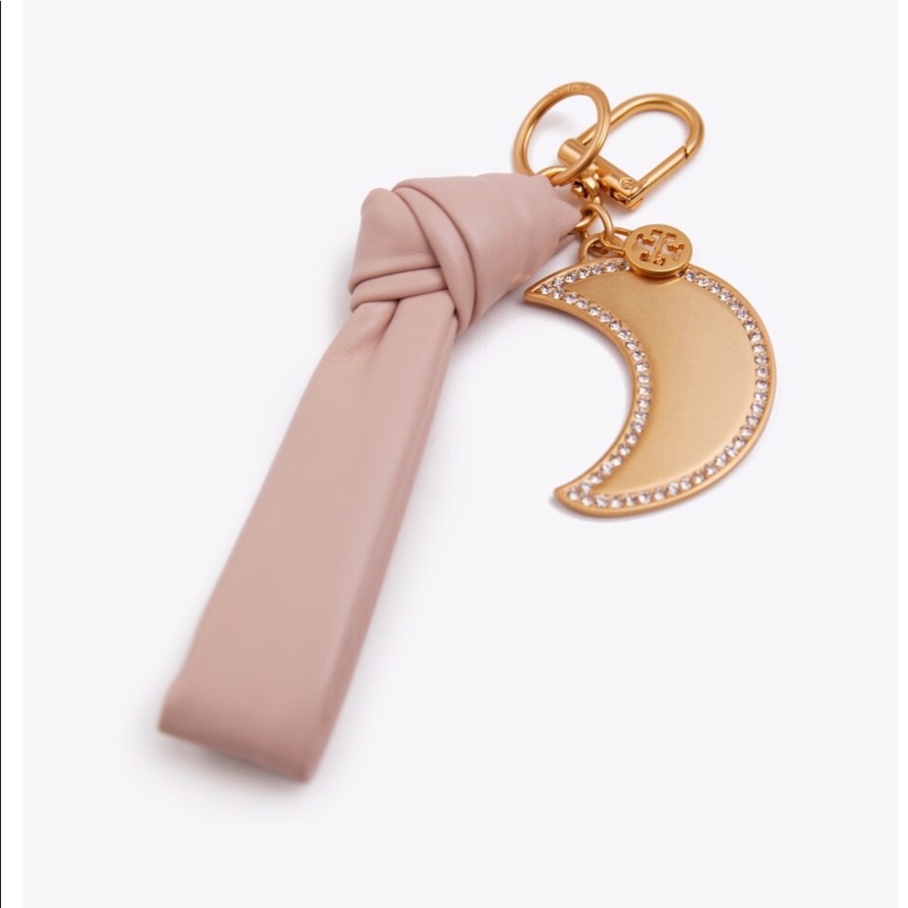 Tory Burch Leather Bow Key Fob, Shell Pink